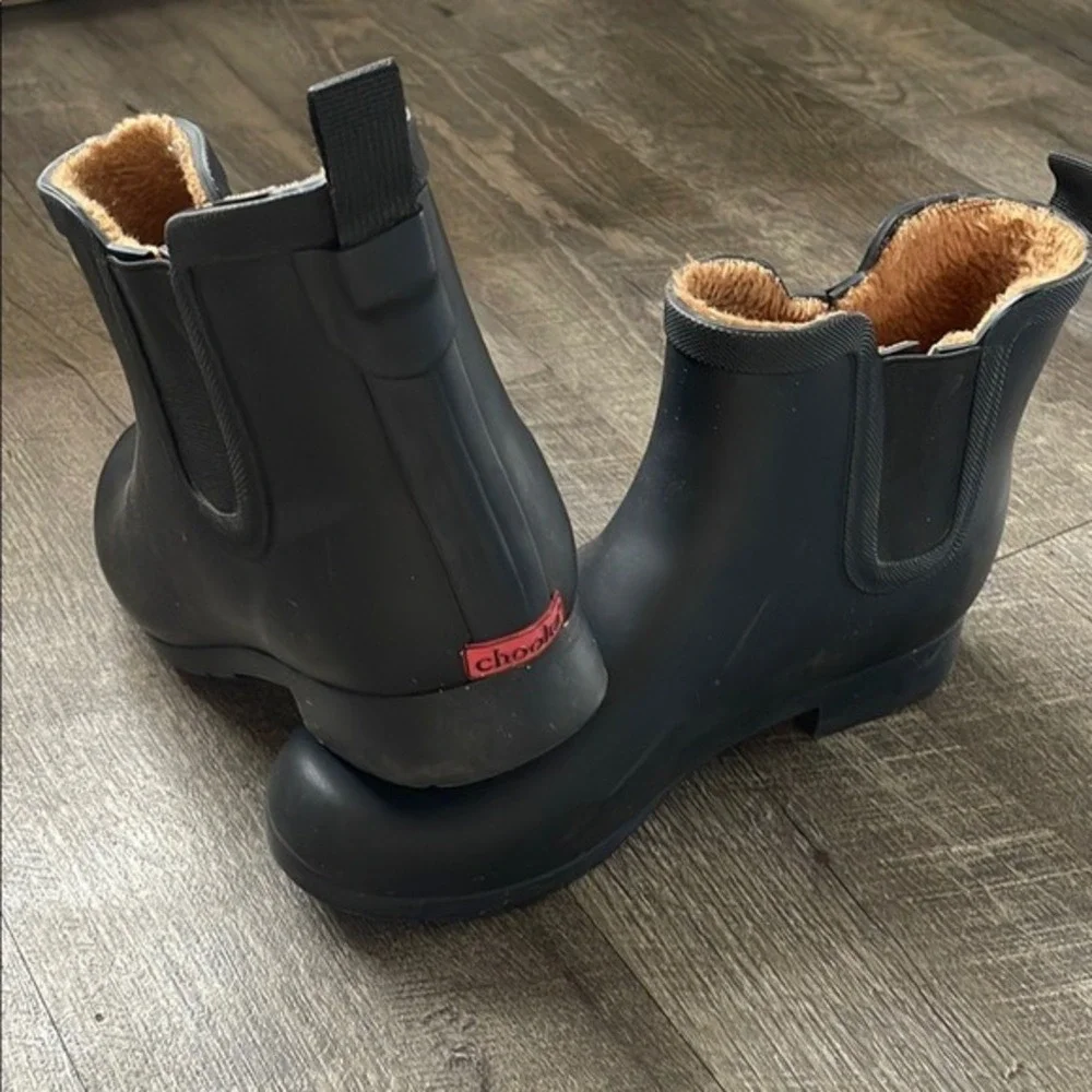 Chooka Black Winter Rain Boots with Chelsea Style women's size‎ 10